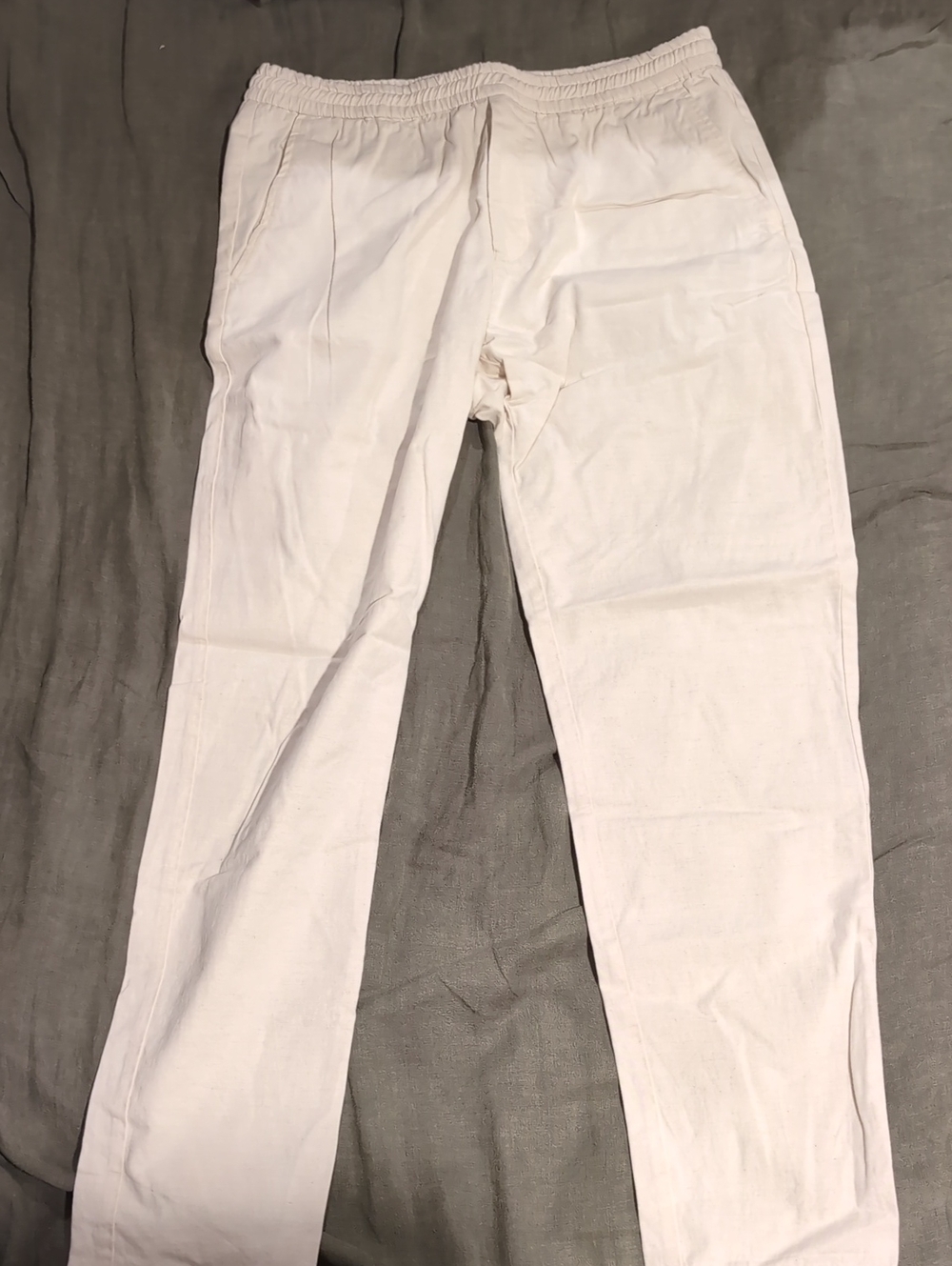 Men's White Elastic-Waist Casual Jogger Pants